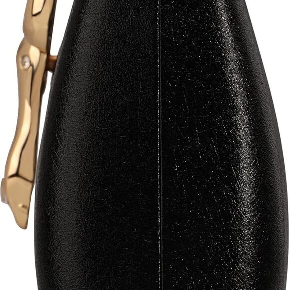 Elegant Black Evening Clutch with Snake Clasp - Perfect for Weddings and Parties - Picture 6 of 8